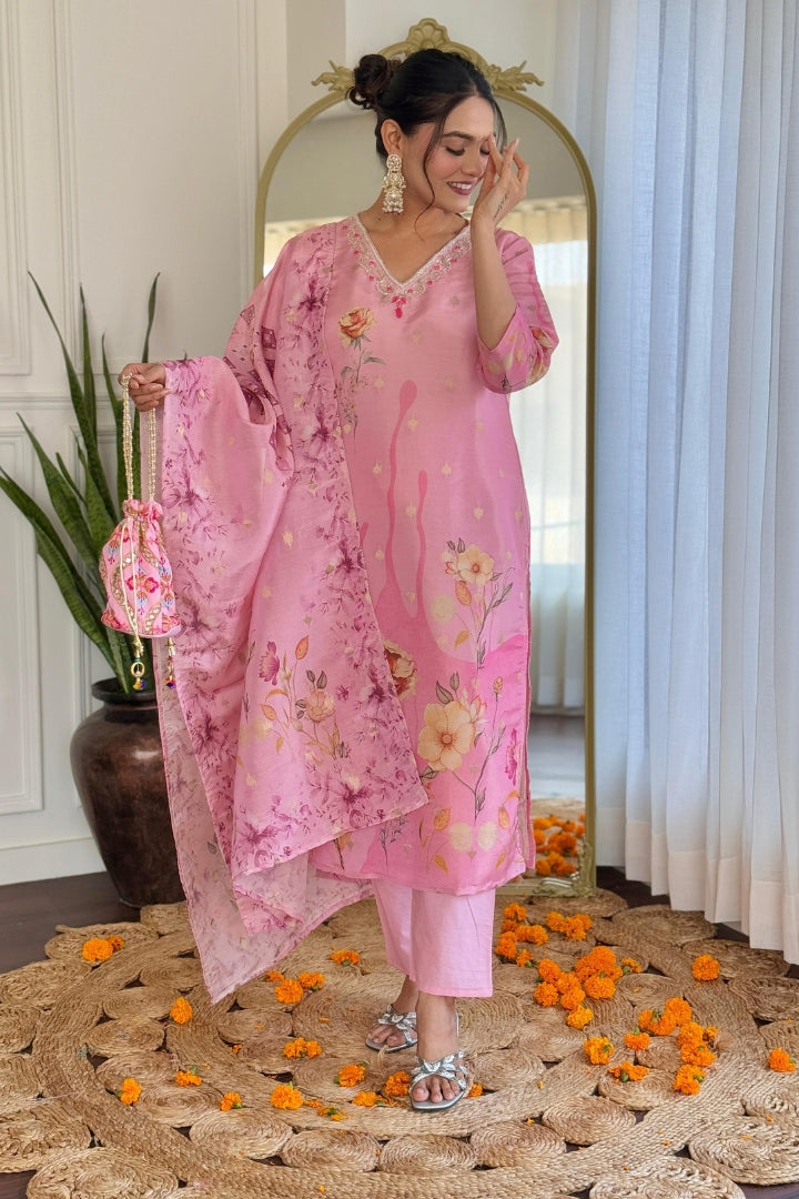 Premium Color Printed Cotton Kurta Set For Women