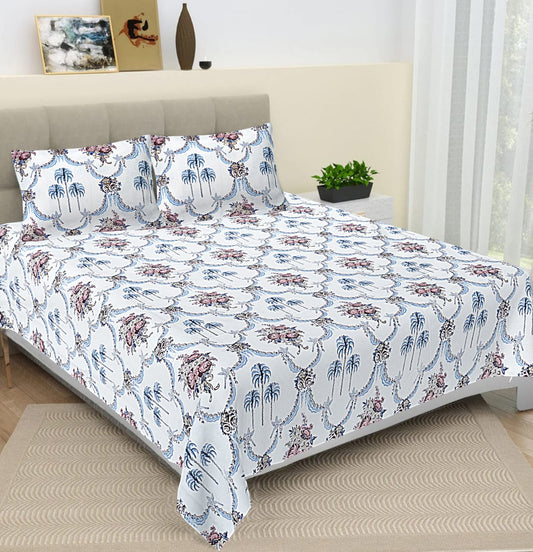 Cotton Bedsheet 108x108 Size Printed Double Bed Bedsheet King Size Bedsheet with 2 Pillow Covers