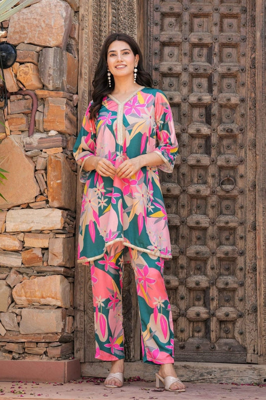 Floral Pattern Cotton Co-Ord Set For Women