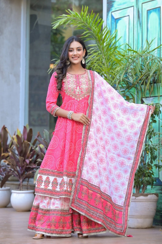 Cotton Embroidered Straight Kurta Set for Women