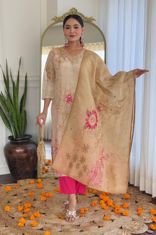 Premium Color Printed Cotton Kurta Set For Women