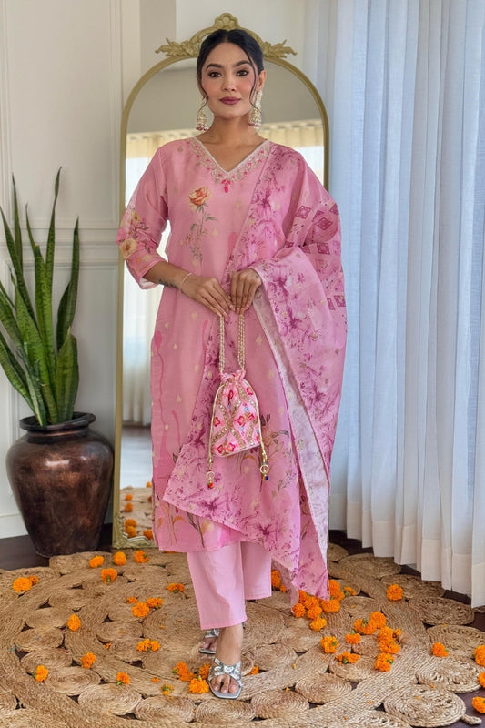 Premium Color Printed Cotton Kurta Set For Women
