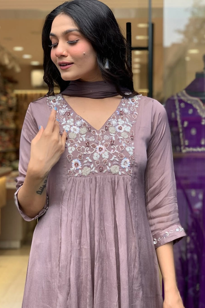 Cotton Embroidered Flower Print Straight Kurta Set for Women