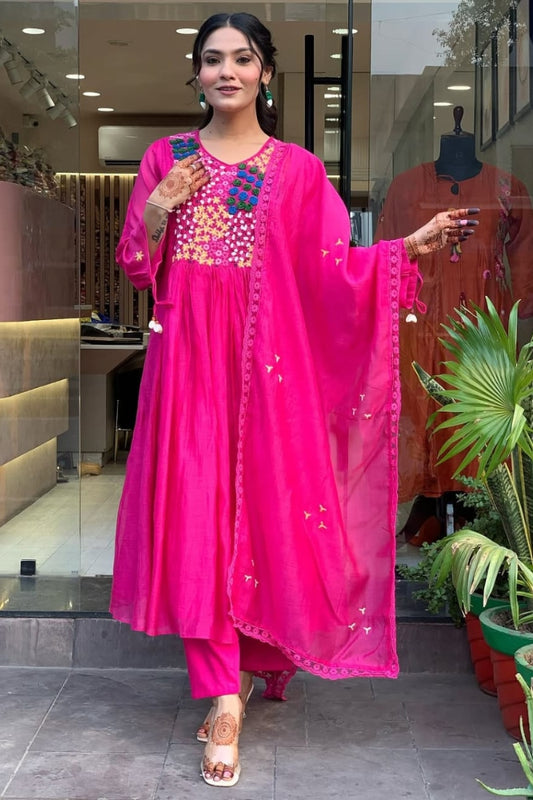 Cotton Embroidered Straight Kurta Set for Women