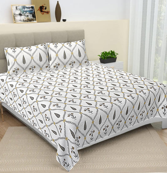 Cotton Bedsheet 108x108 Size Printed Double Bed Bedsheet King Size Bedsheet with 2 Pillow Covers
