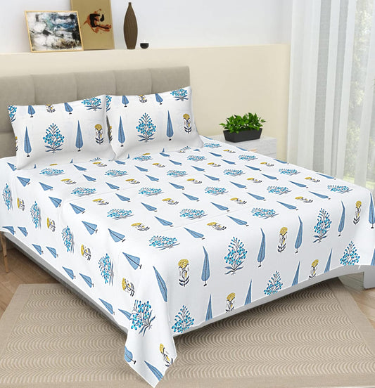 Cotton Bedsheet 108x108 Size Printed Double Bed Bedsheet King Size Bedsheet with 2 Pillow Covers