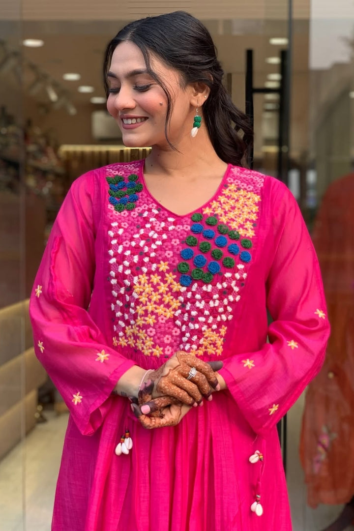 Cotton Embroidered Straight Kurta Set for Women