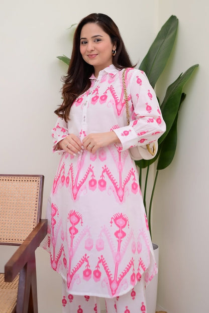 Floral Pattern Printed Cotton Co-Ord Set For Women