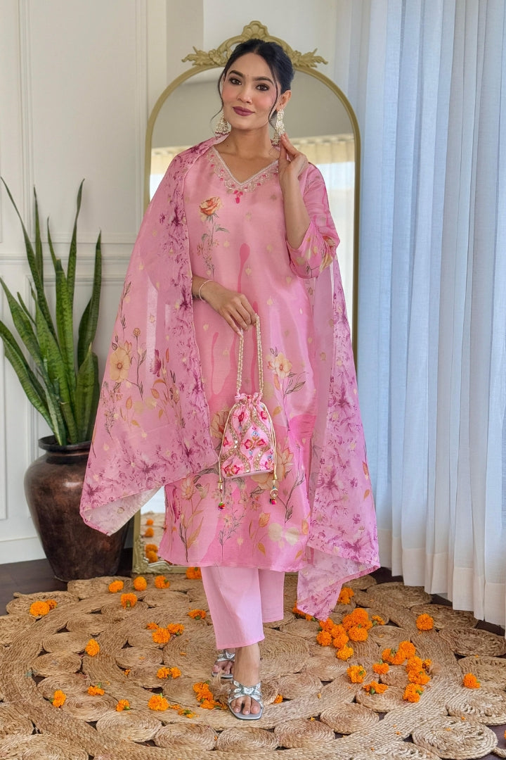 Premium Color Printed Cotton Kurta Set For Women