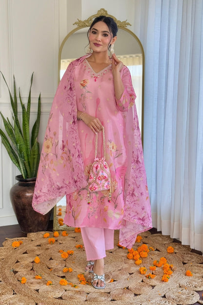 Premium Color Printed Cotton Kurta Set For Women