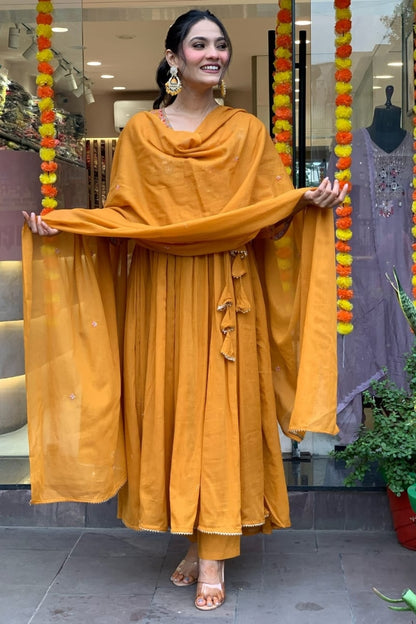Cotton Embroidered Straight Kurta Set for Women