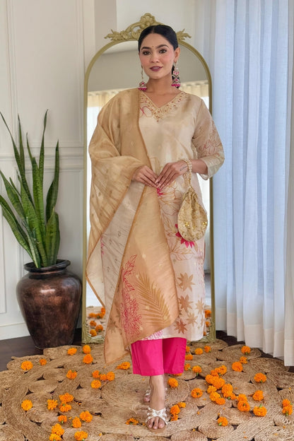 Premium Color Printed Cotton Kurta Set For Women