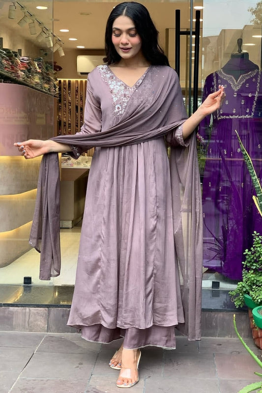 Cotton Embroidered Flower Print Straight Kurta Set for Women