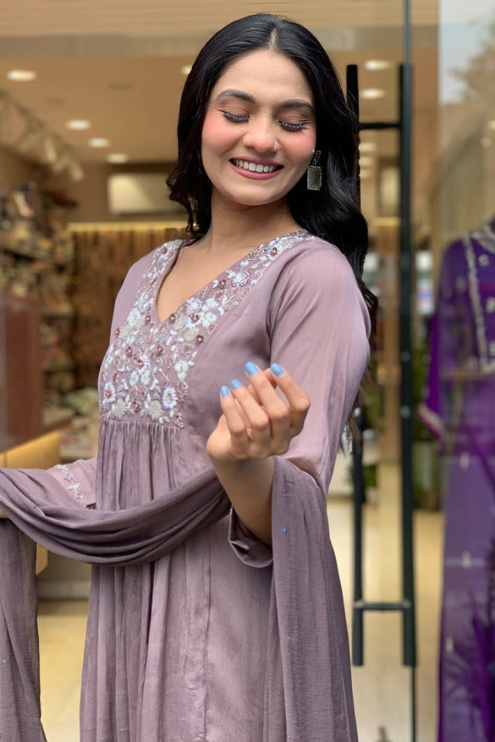 Cotton Embroidered Flower Print Straight Kurta Set for Women