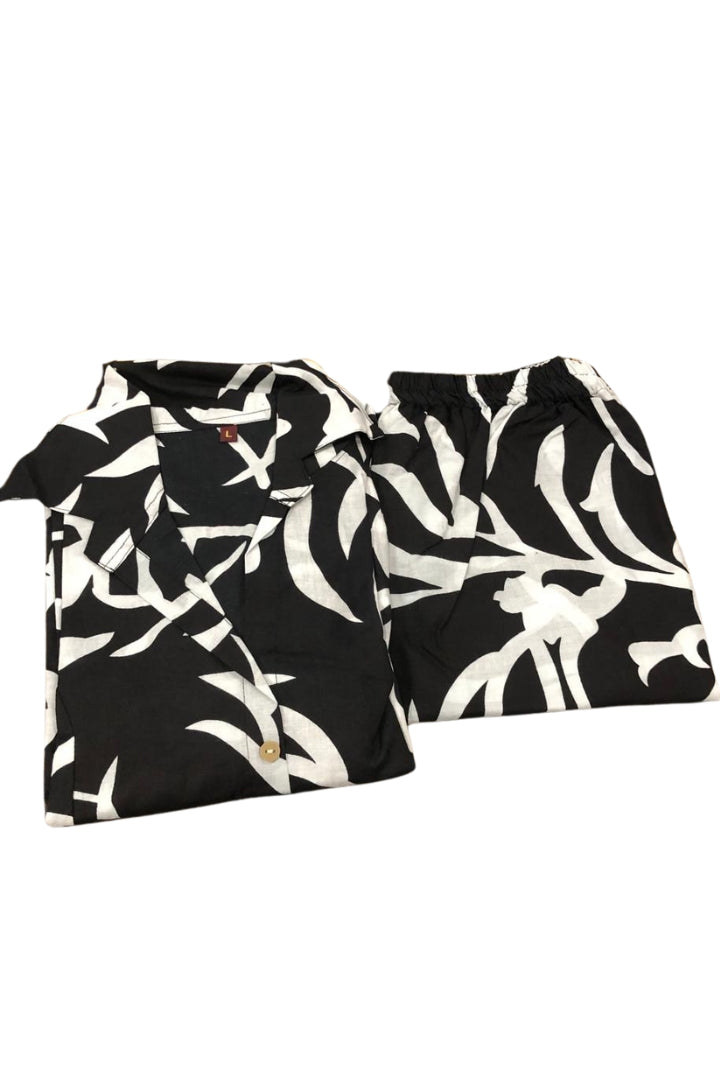 Printed Black Pattern Cotton Co-Ord Set For Women