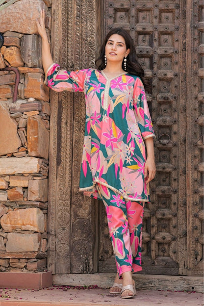 Floral Pattern Cotton Co-Ord Set For Women