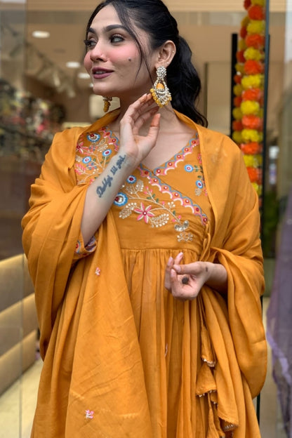 Cotton Embroidered Straight Kurta Set for Women