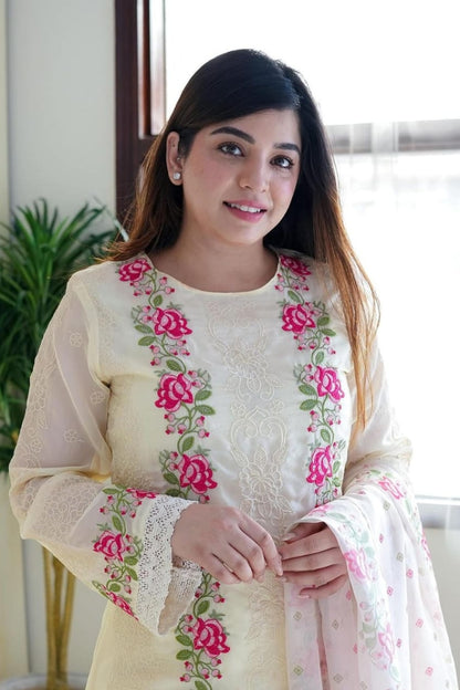 Cotton Embroidered Straight Kurta Set for Women