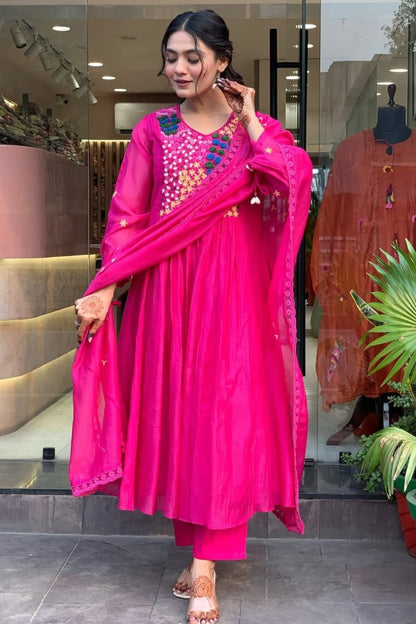 Cotton Embroidered Straight Kurta Set for Women