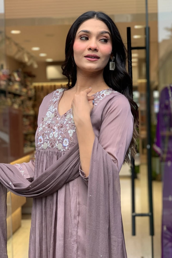 Cotton Embroidered Flower Print Straight Kurta Set for Women
