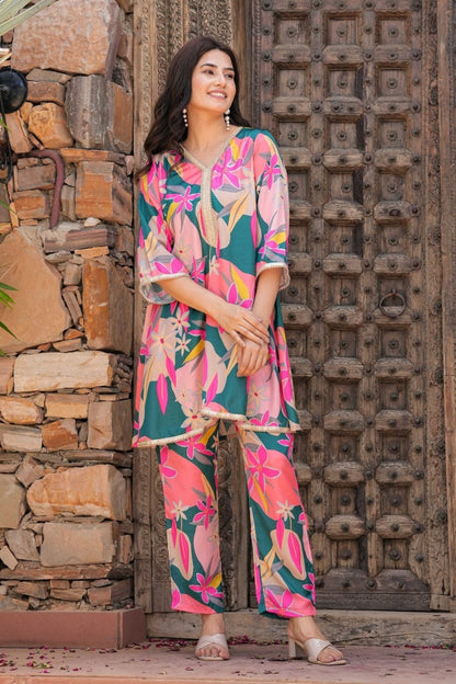 Floral Pattern Cotton Co-Ord Set For Women