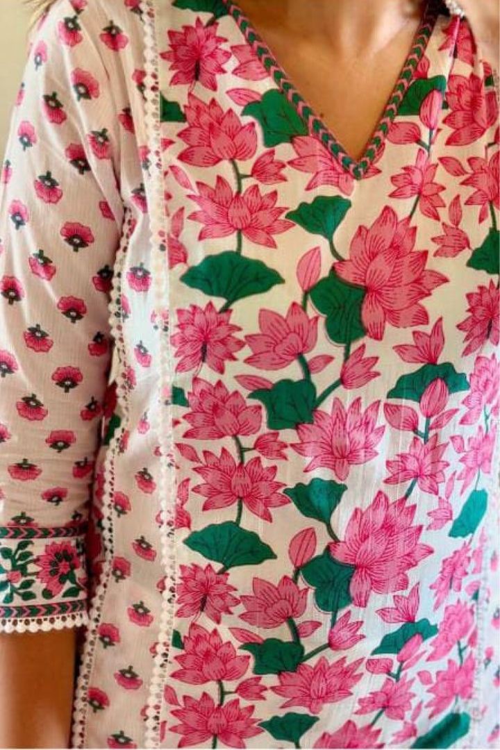 Cotton Printed Straight Kurta Set for Women