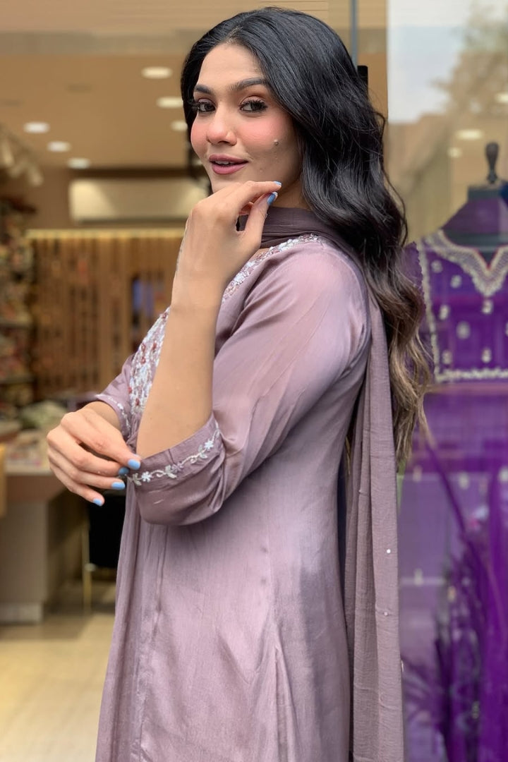 Cotton Embroidered Flower Print Straight Kurta Set for Women