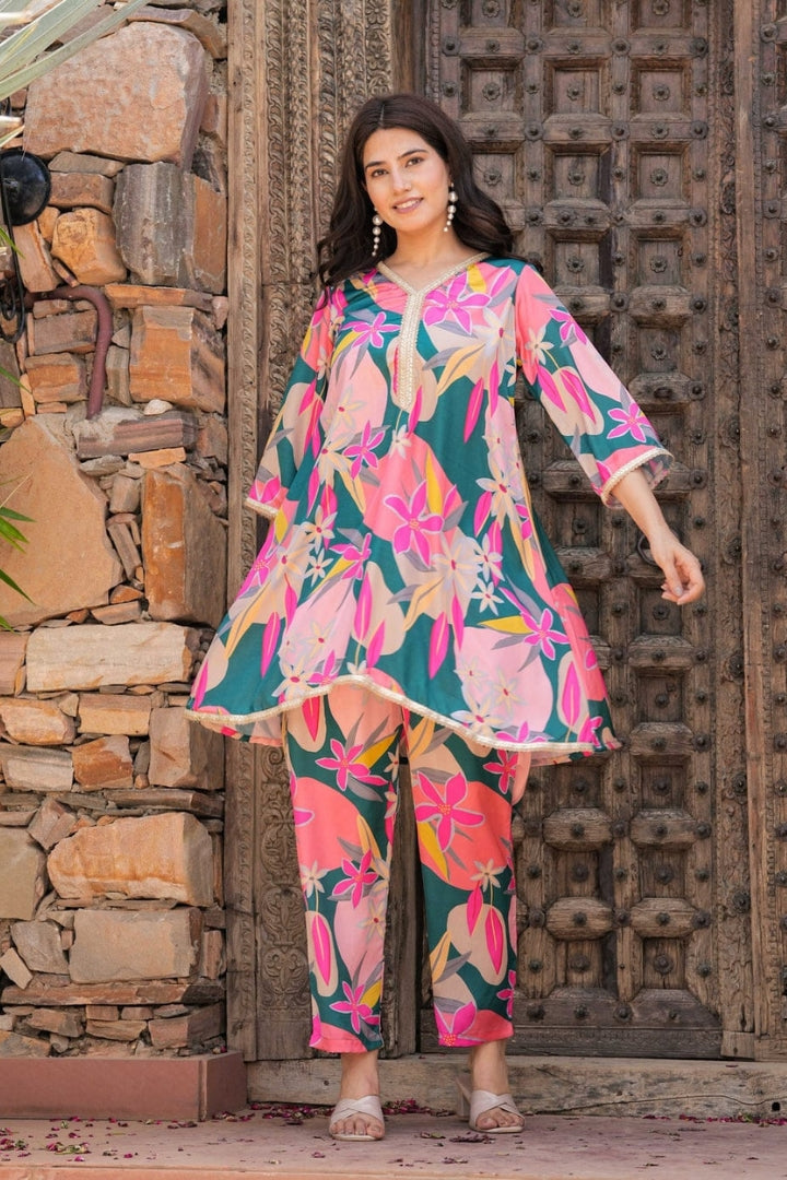 Floral Pattern Cotton Co-Ord Set For Women
