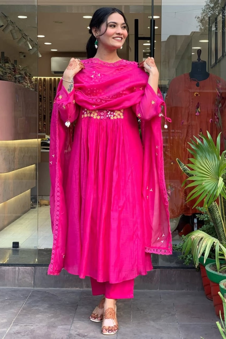 Cotton Embroidered Straight Kurta Set for Women