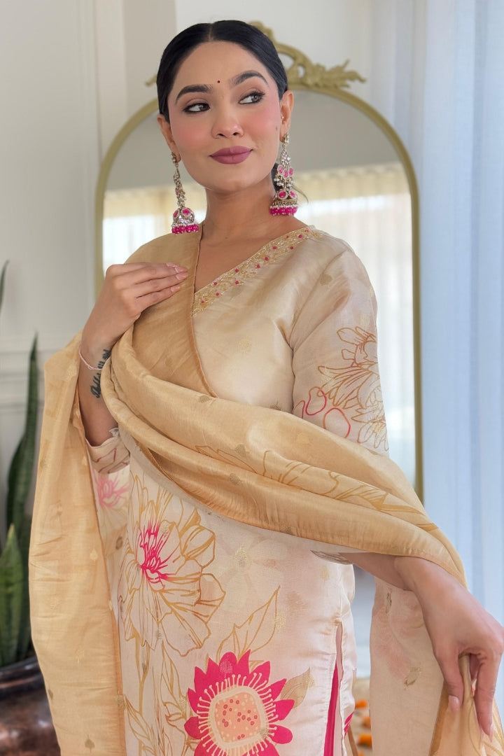 Premium Color Printed Cotton Kurta Set For Women
