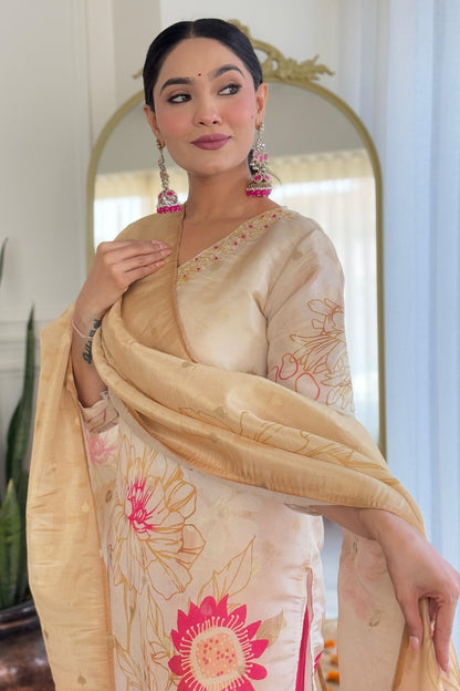 Premium Color Printed Cotton Kurta Set For Women