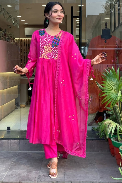 Cotton Embroidered Straight Kurta Set for Women
