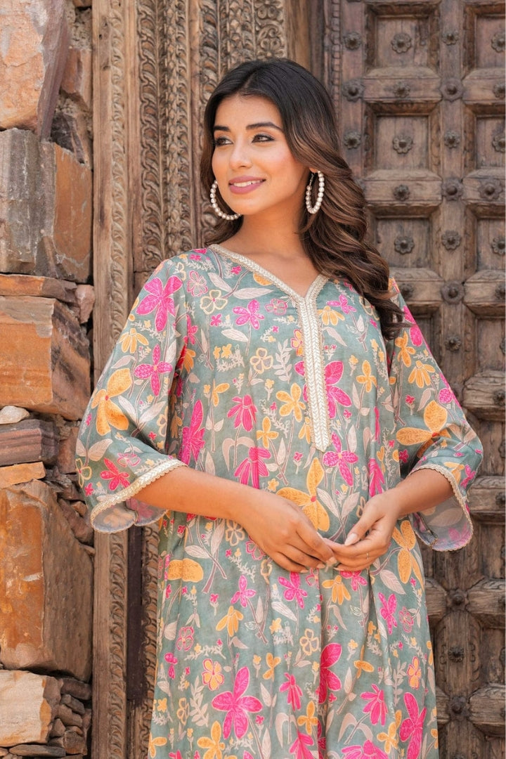 Floral Pattern Printed Cotton Co-Ord Set For Women