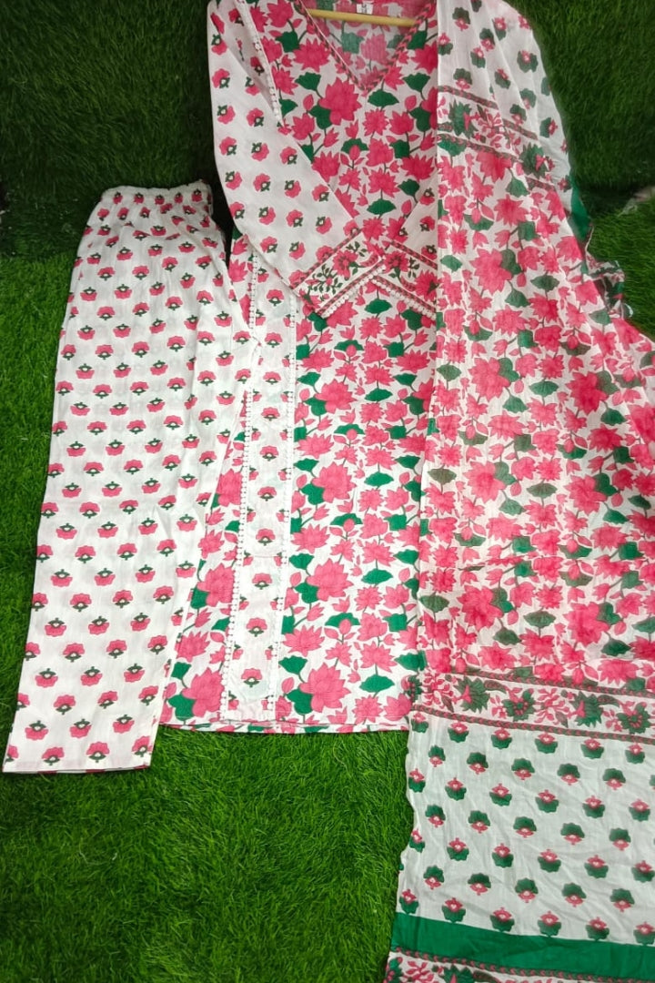 Cotton Printed Straight Kurta Set for Women