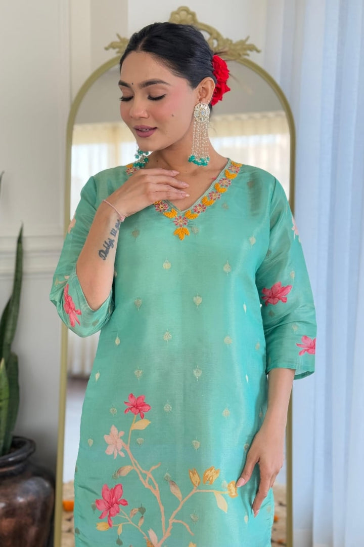 Premium Color Printed Cotton Kurta Set For Women