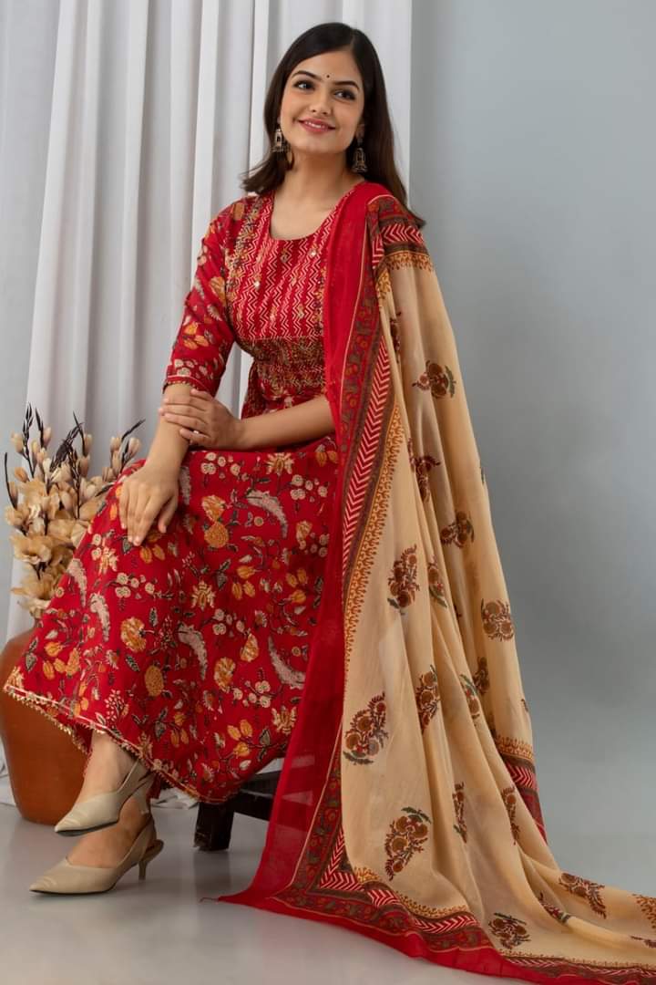 Cotton Printed Straight Kurta Set for Women