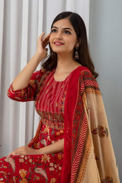 Cotton Printed Straight Kurta Set for Women