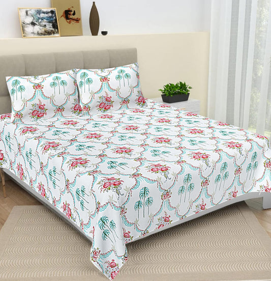 Cotton Bedsheet 108x108 Size Printed Double Bed Bedsheet King Size Bedsheet with 2 Pillow Covers