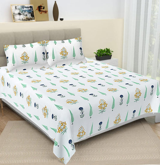 Cotton Bedsheet 108x108 Size Printed Double Bed Bedsheet King Size Bedsheet with 2 Pillow Covers (Copy)