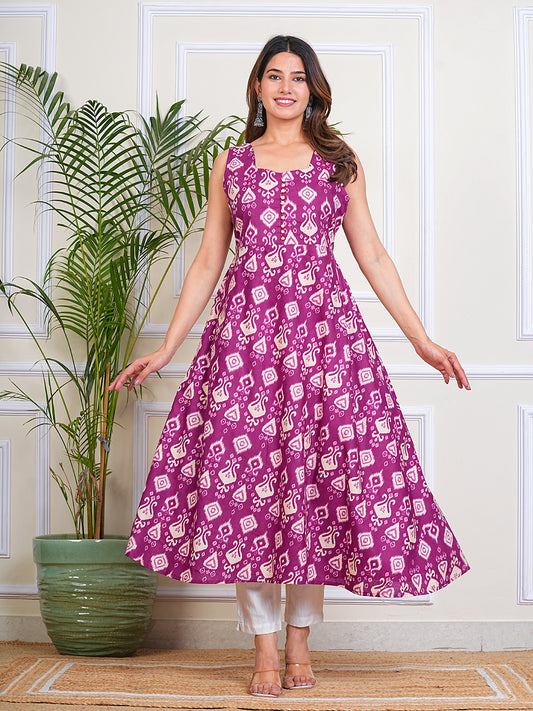 Women's Cotton Sleeveless Printed Kurta for Woman