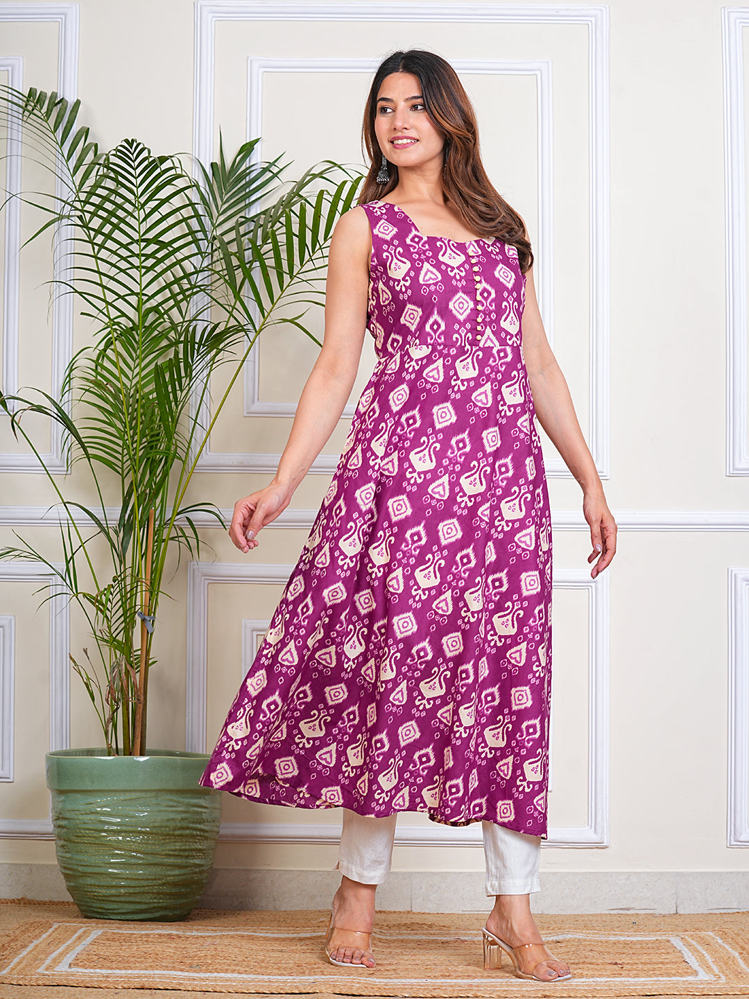Women's Cotton Sleeveless Printed Kurta for Woman
