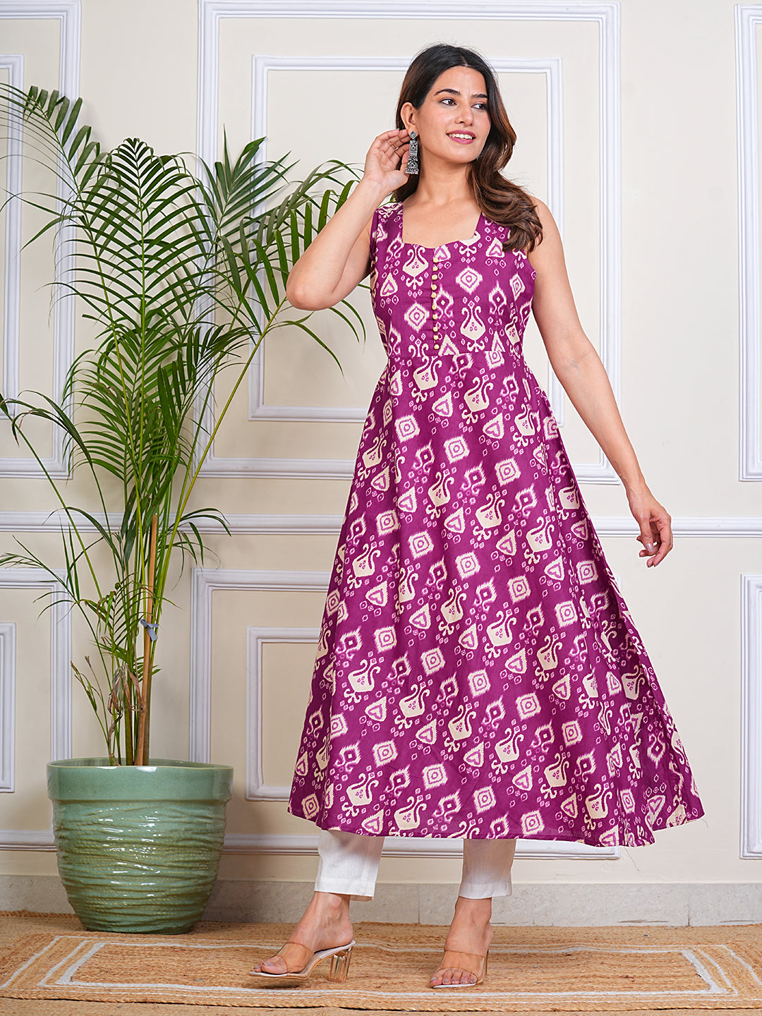 Women's Cotton Sleeveless Printed Kurta for Woman