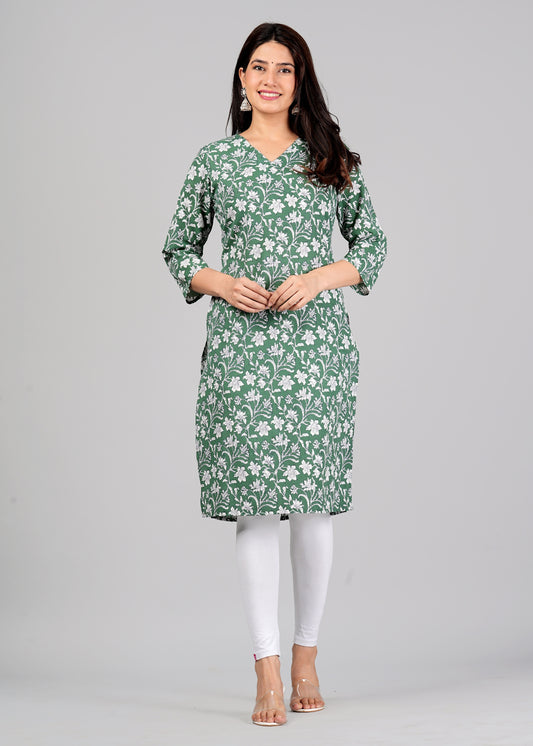 Women's Cotton Printed Straight Kurta for Woman