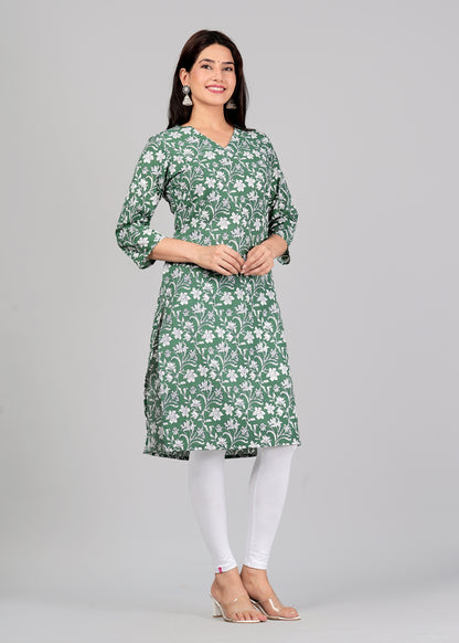 Women's Cotton Printed Straight Kurta for Woman