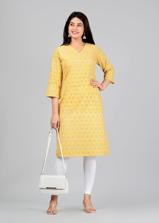 Women's Cotton Printed Straight Kurta for Woman