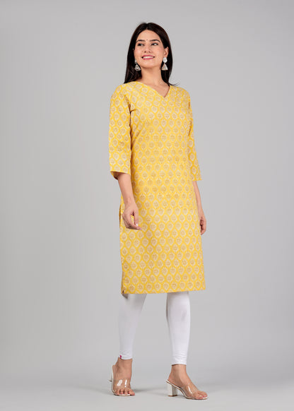 Women's Cotton Printed Straight Kurta for Woman