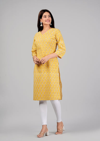 Women's Cotton Printed Straight Kurta for Woman
