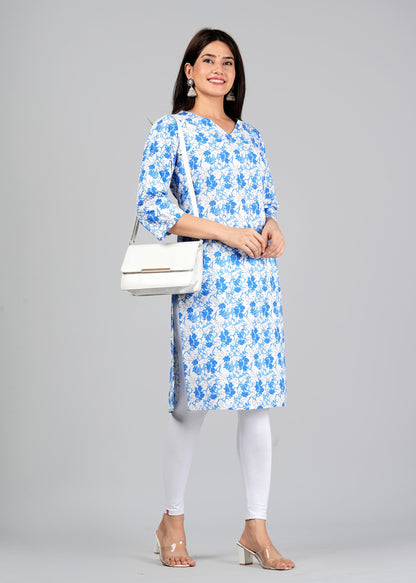 Women's Cotton Straight Printed Kurta For Woman