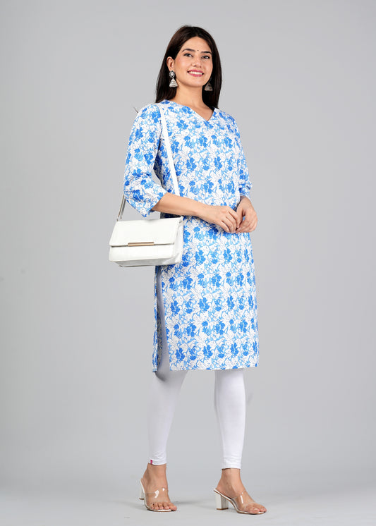 Women's Cotton Straight Printed Kurta For Woman
