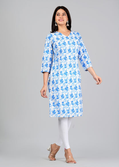 Women's Cotton Straight Printed Kurta For Woman